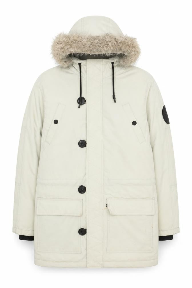 Cedarwood State Men's Beige Hooded Parka Coat Size S