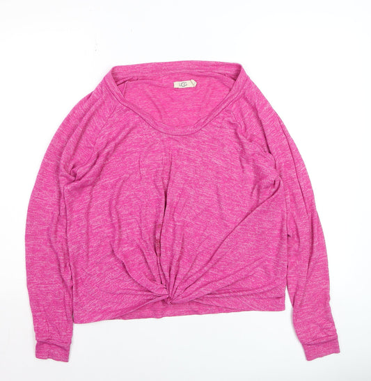 UGG Women Pink Long Sleeve Twist Front Jersey Top Size M