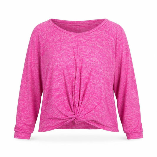 UGG Women Pink Long Sleeve Twist Front Jersey Top Size M
