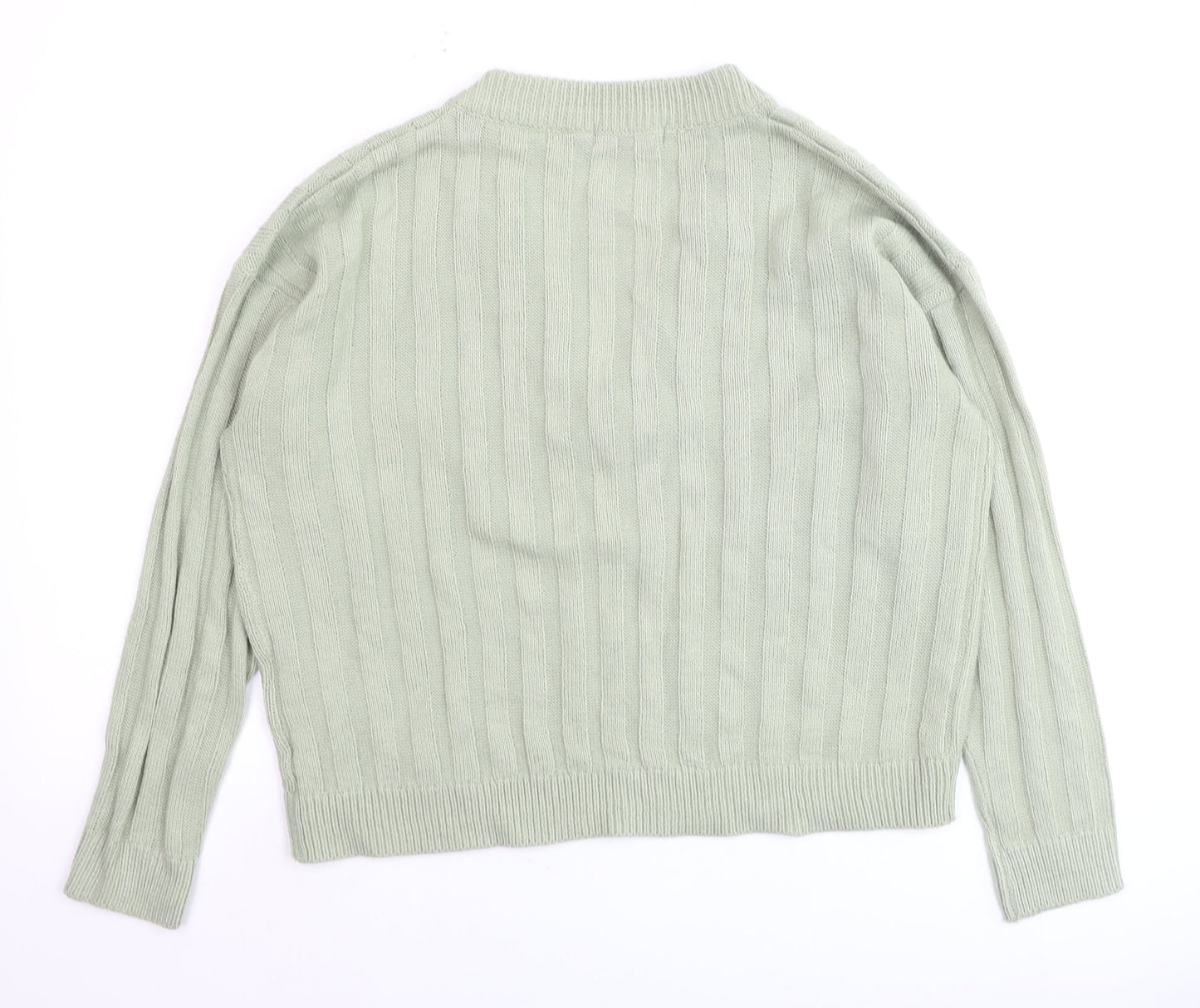 Brave Soul Women’s Green V-Neck Ribbed Knit Jumper Size 12
