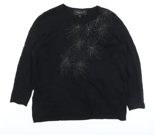Paul Costelloe Women Black Size 20 Embellished Pullover Jumper