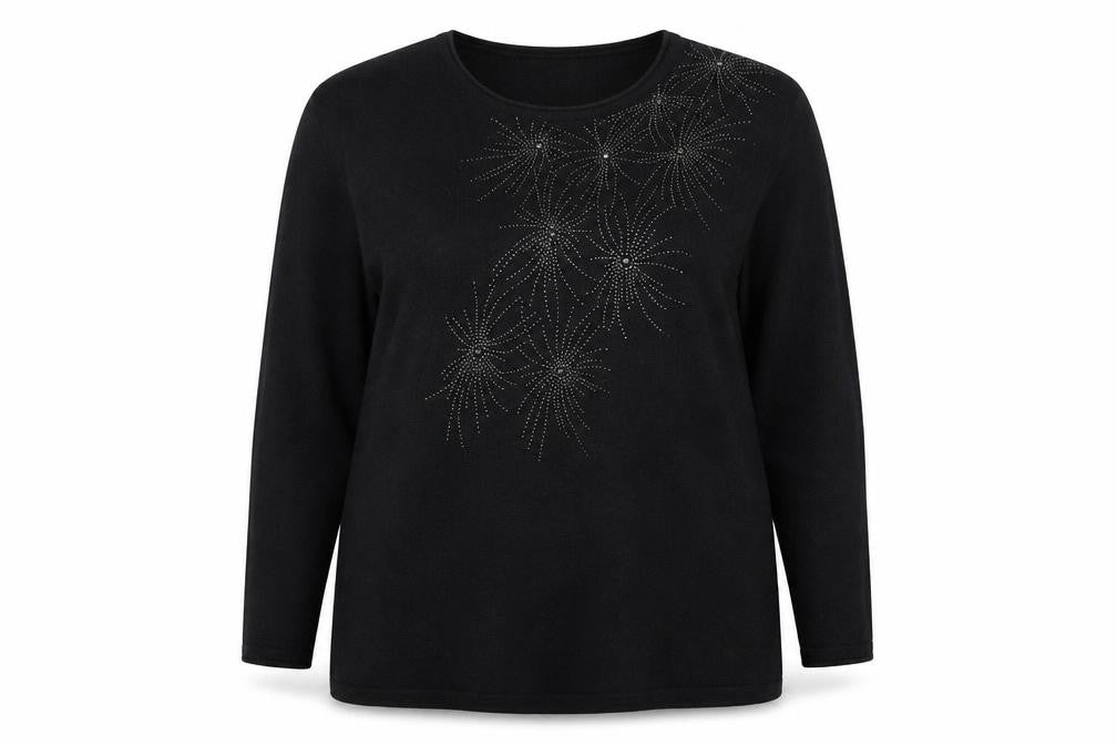 Paul Costelloe Women Black Size 20 Embellished Pullover Jumper