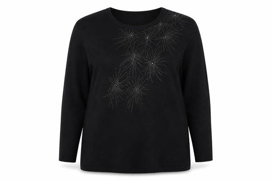 Paul Costelloe Women Black Size 20 Embellished Pullover Jumper