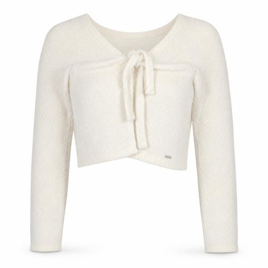 Hollister Women Ivory Knit Tie Front Cardigan S Long Sleeve Lightweight