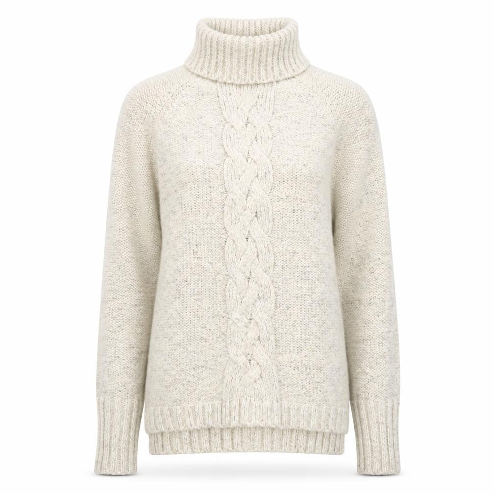 Next Women Beige Cable Knit Roll Neck Jumper Size 10