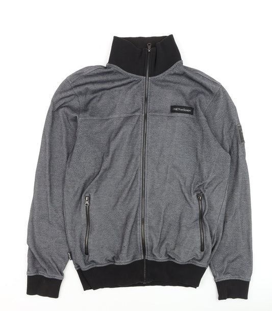 One True Saxon Men's Grey Track Jacket L Full Zip Casual Activewear