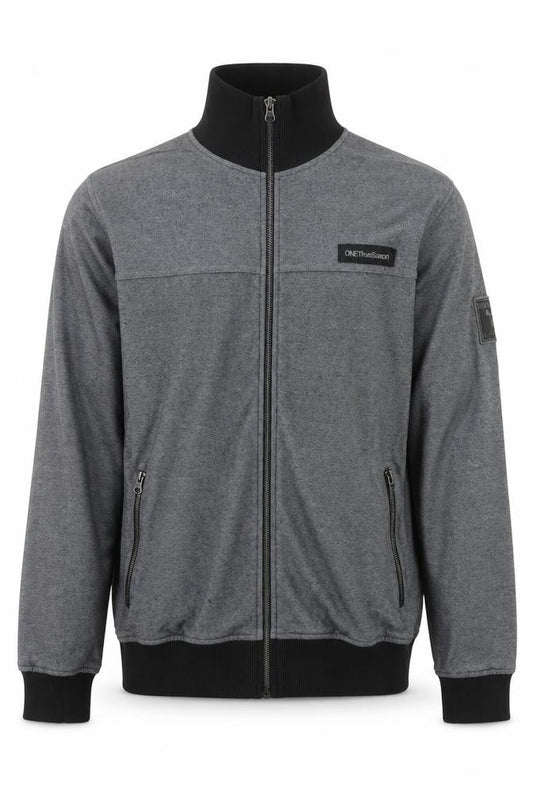 One True Saxon Men's Grey Track Jacket L Full Zip Casual Activewear