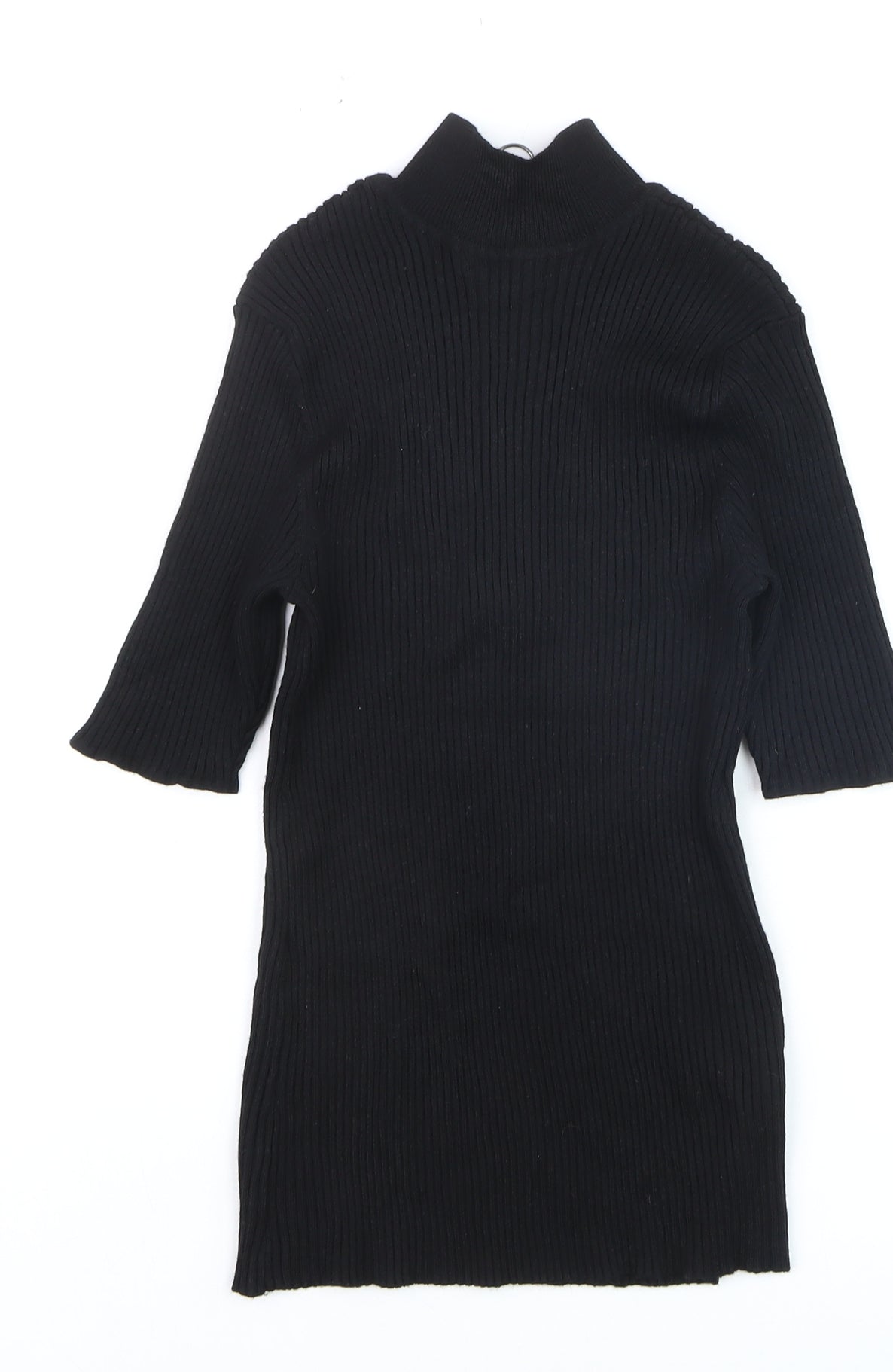 Verve Ami Women’s Black Mock Neck Ribbed Knit Zip Top Size S