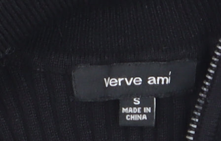 Verve Ami Women’s Black Mock Neck Ribbed Knit Zip Top Size S
