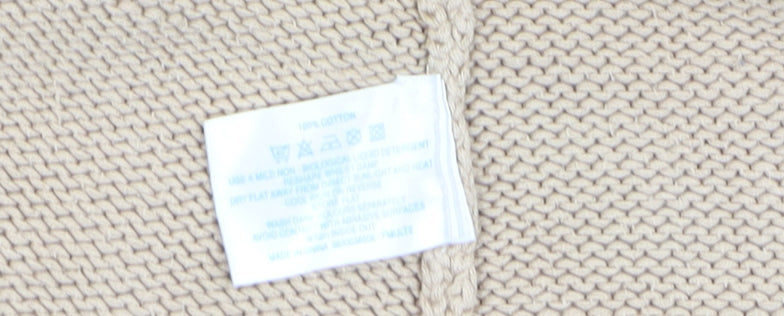 Oasis Women Beige 3/4 Sleeve Chunky Knit Open Cardigan Size 12