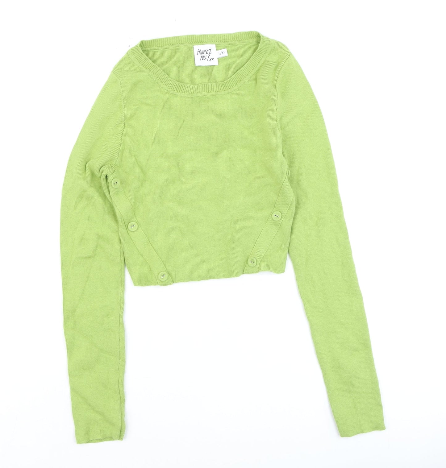 Princess Polly Womens Green Cotton Knit Cardigan L/XL