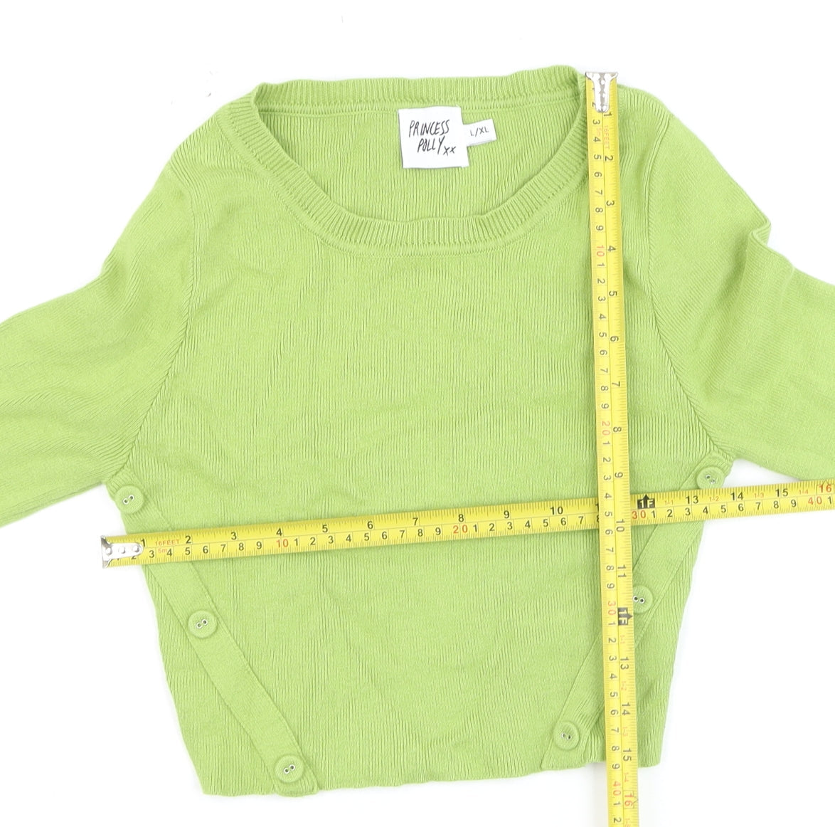 Princess Polly Womens Green Cotton Knit Cardigan L/XL