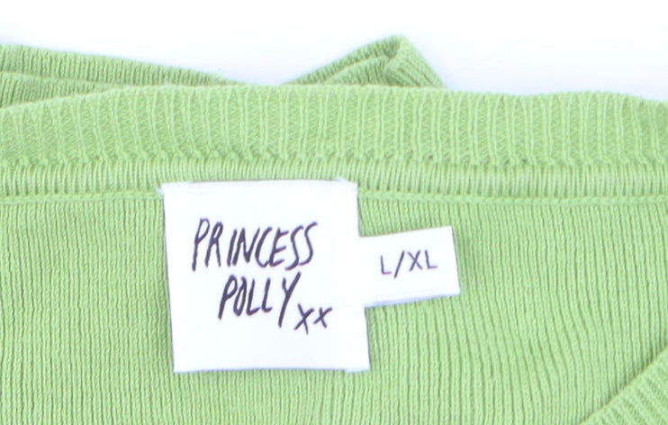Princess Polly Womens Green Cotton Knit Cardigan L/XL