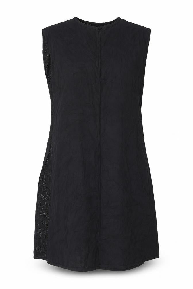 Masai Women Black Open Knit Sleeveless Vest Medium