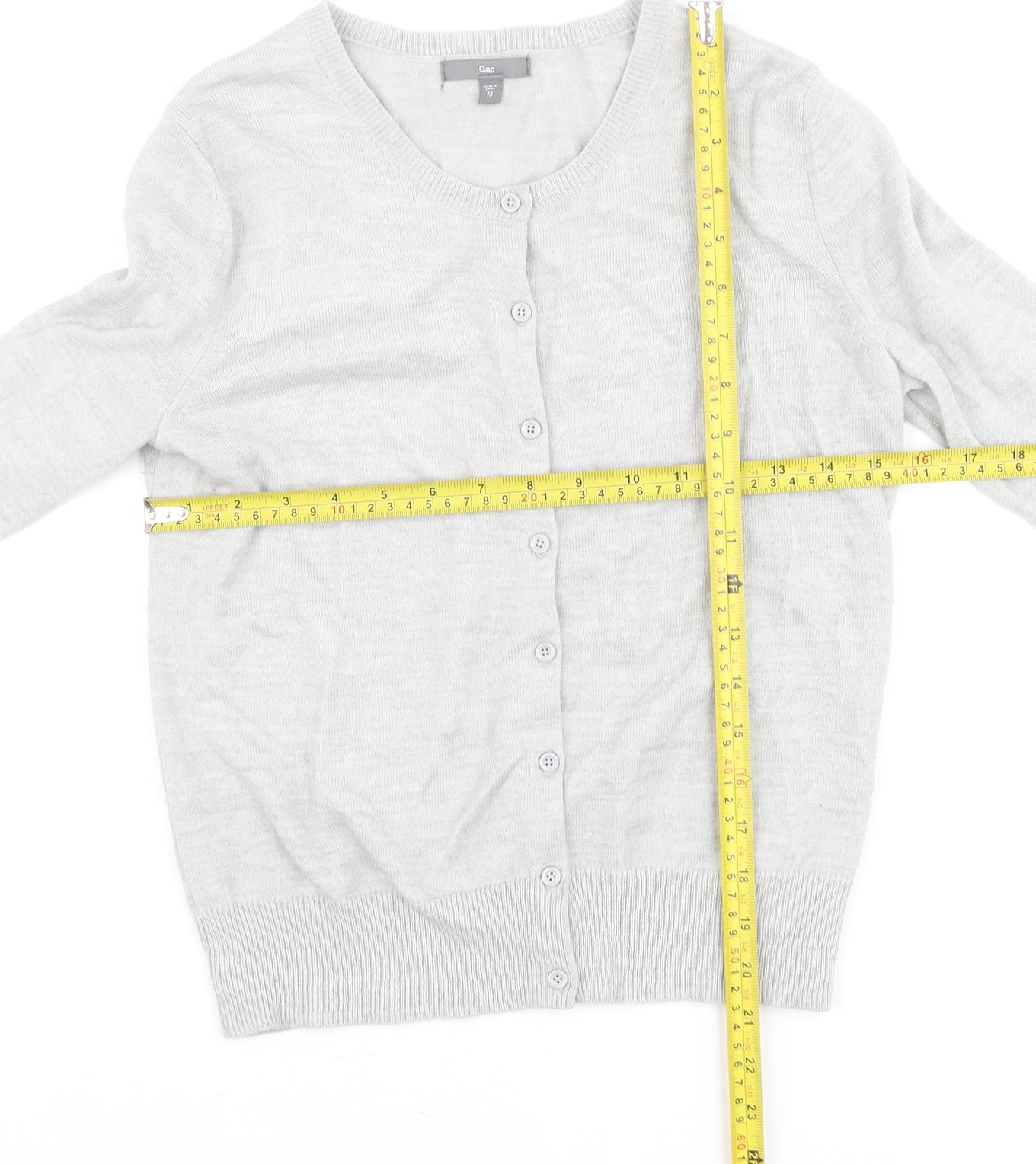 Gap Womens Grey Cotton Silk Blend Button Cardigan XS