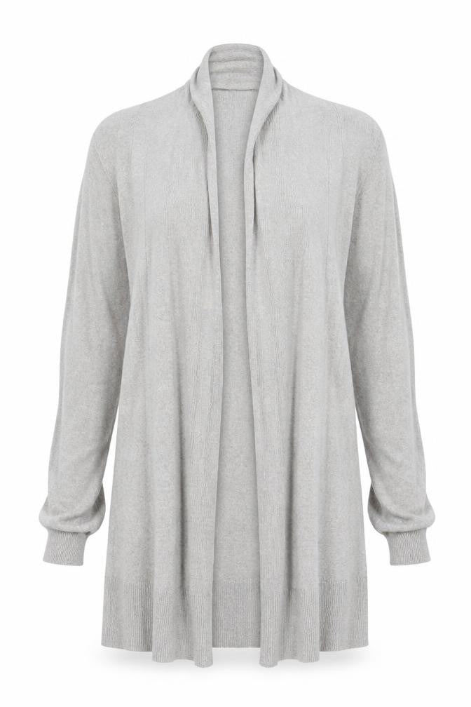 Next Women Grey Medium Open Front Long Sleeve Knit Cardigan