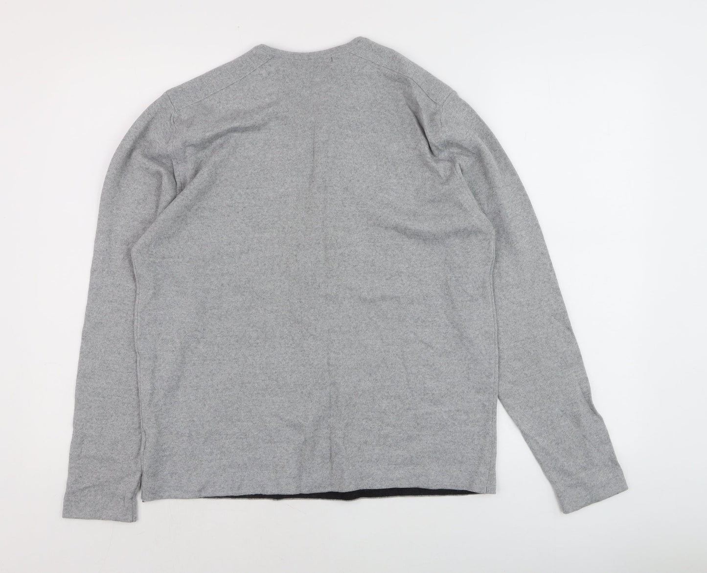 River Island Men's Grey V-Neck Merino Wool Blend Jumper M