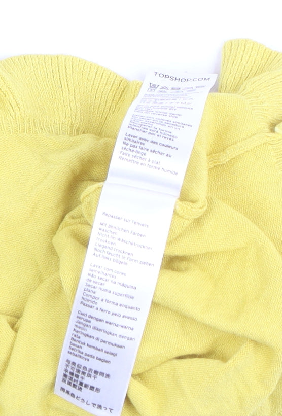 Topshop Women’s Yellow Knit Sleeveless Ruffle Hem Tank Top Size 10