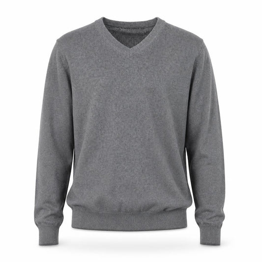 Marks & Spencer Blue Harbour Men's Grey XS V-Neck Cotton Jumper