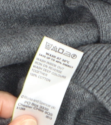 Marks and Spencer Blue Harbour Men's Grey XS V-Neck Cotton Jumper