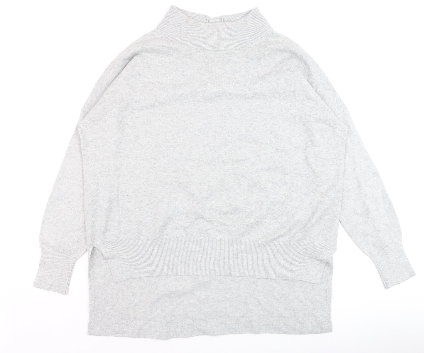 French Connection Men's Grey Mock Neck Wool Blend Jumper Size M