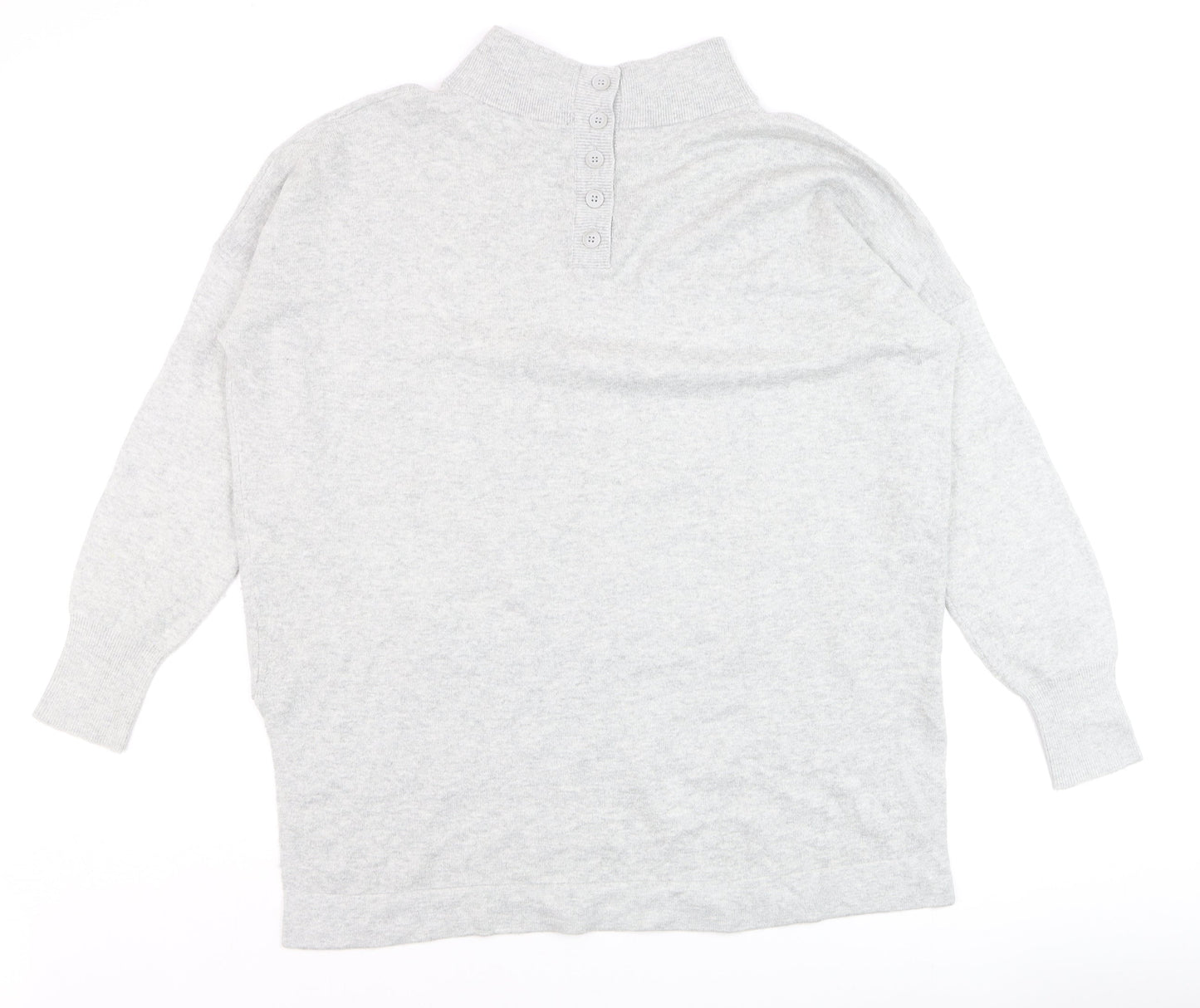 French Connection Men's Grey Mock Neck Wool Blend Jumper Size M