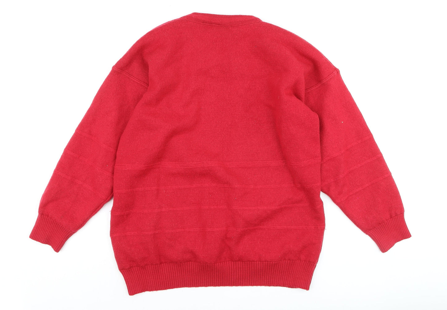 Green Lamb Men's Red Wool Blend Crew Neck Pullover Jumper M