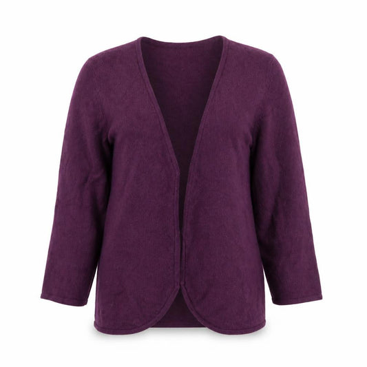 Kaliko Womens Purple Wool Angora 3/4 Sleeve V-Neck Cardigan Size 12