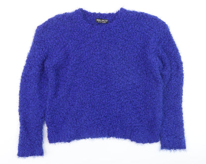 Select Womens Blue Chunky Knit Crew Neck Pullover Jumper Size 12