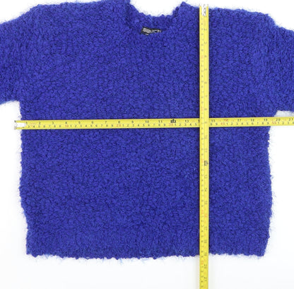 Select Womens Blue Chunky Knit Crew Neck Pullover Jumper Size 12