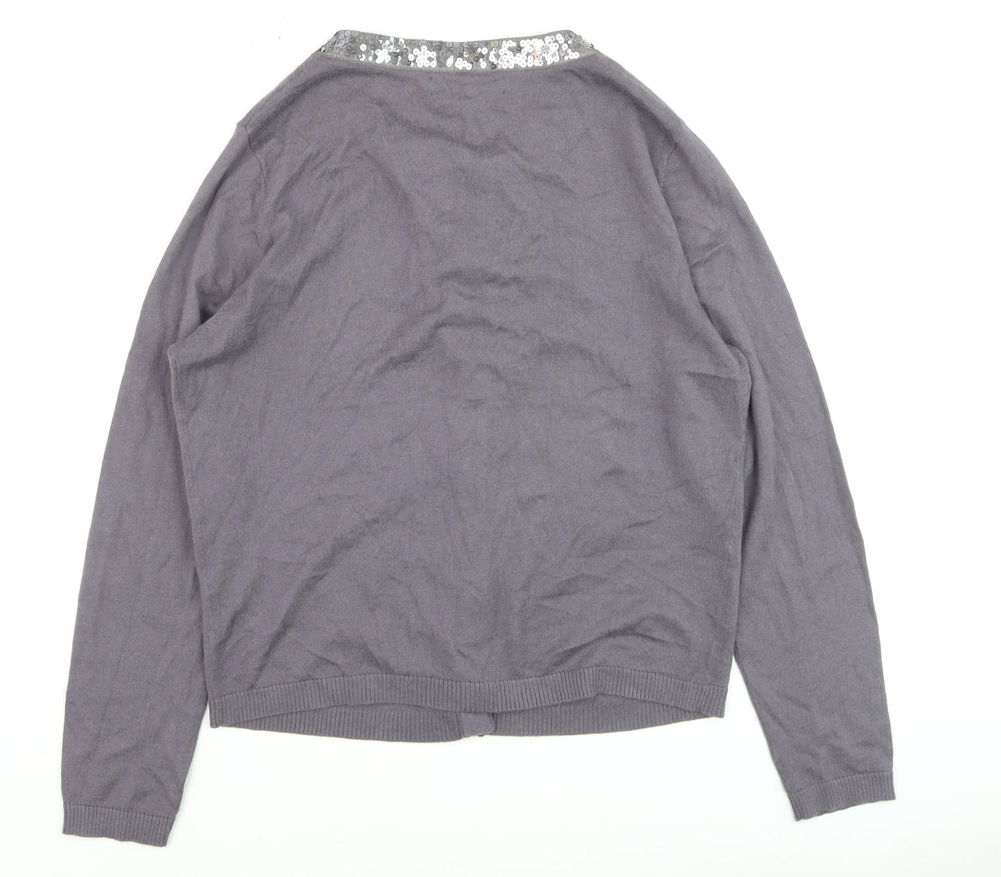 Dickins & Jones Women’s Grey Sequin Trim Cardigan Size L