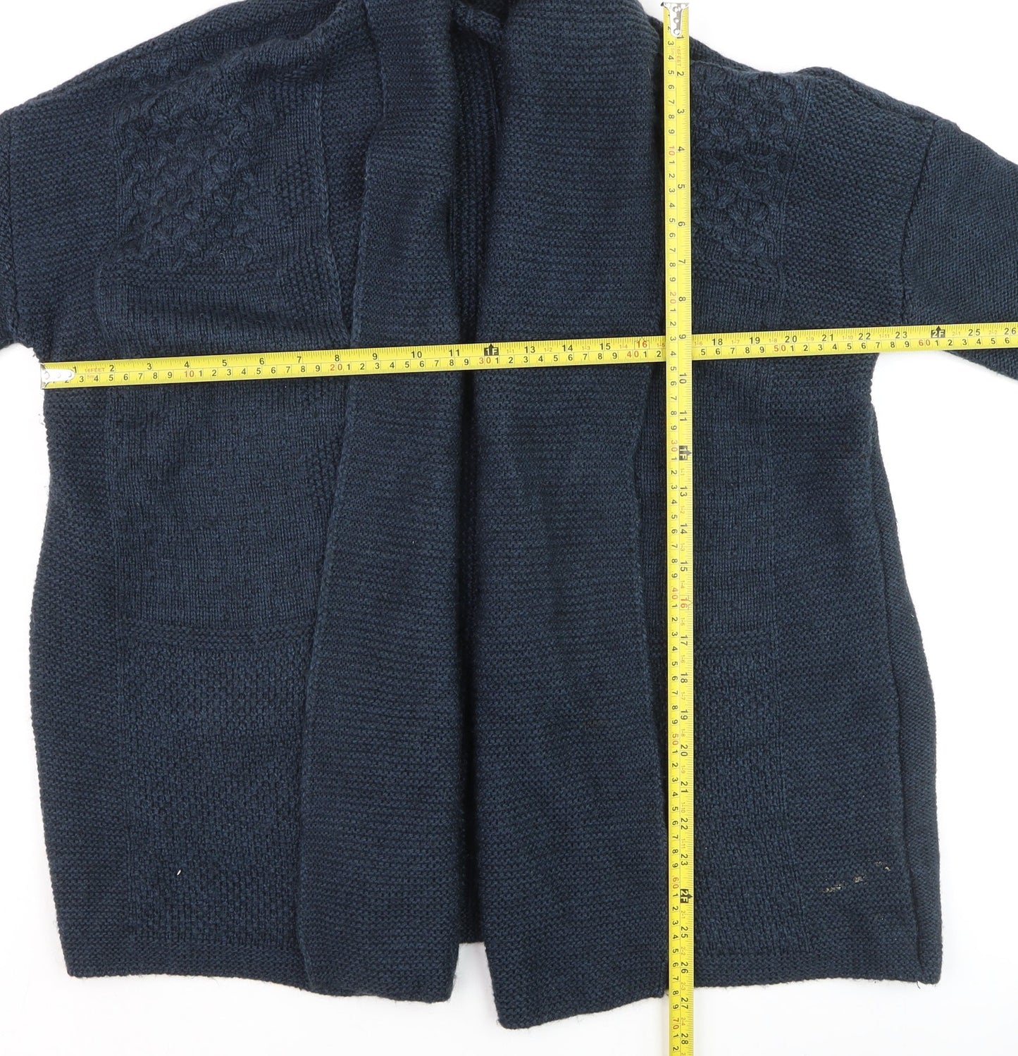 Marks and Spencer Women Blue Size 12 Open Knit Wool Blend Cardigan