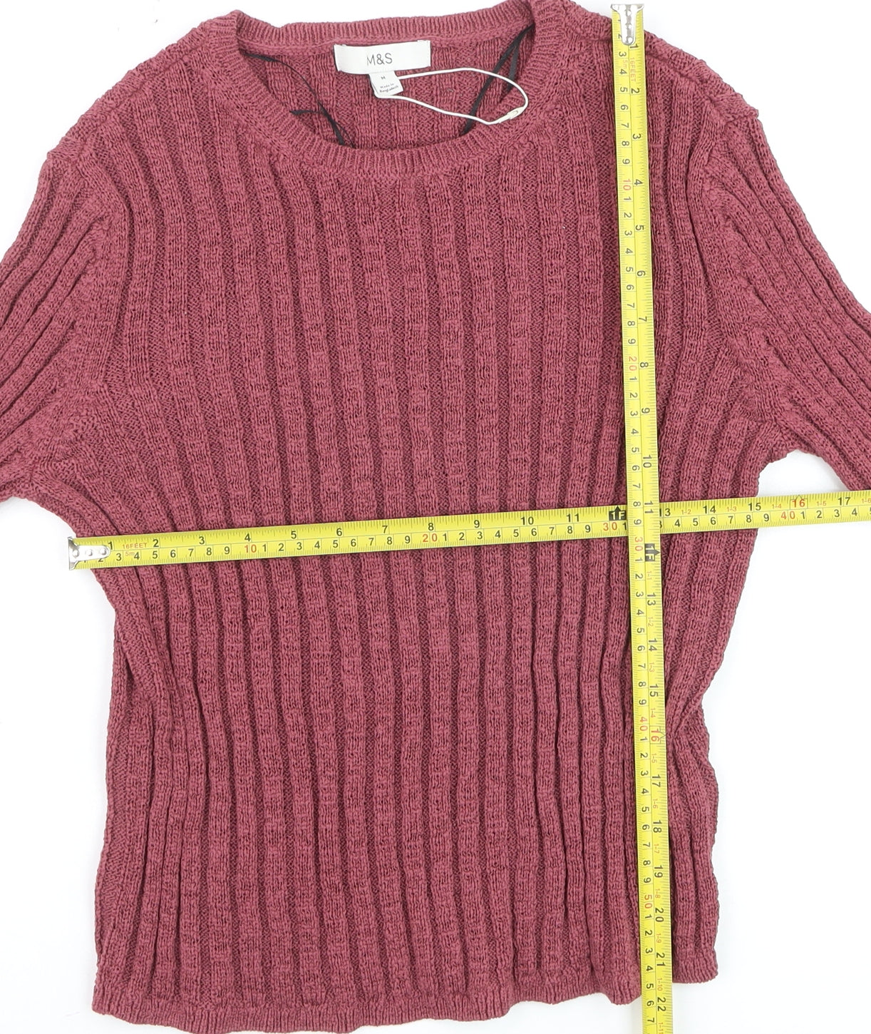 Marks and Spencer Women’s Purple Ribbed Knit Jumper Size M