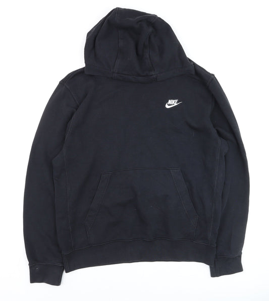 Nike Men's Black Pullover Hoodie Medium Logo Fleece Sweatshirt
