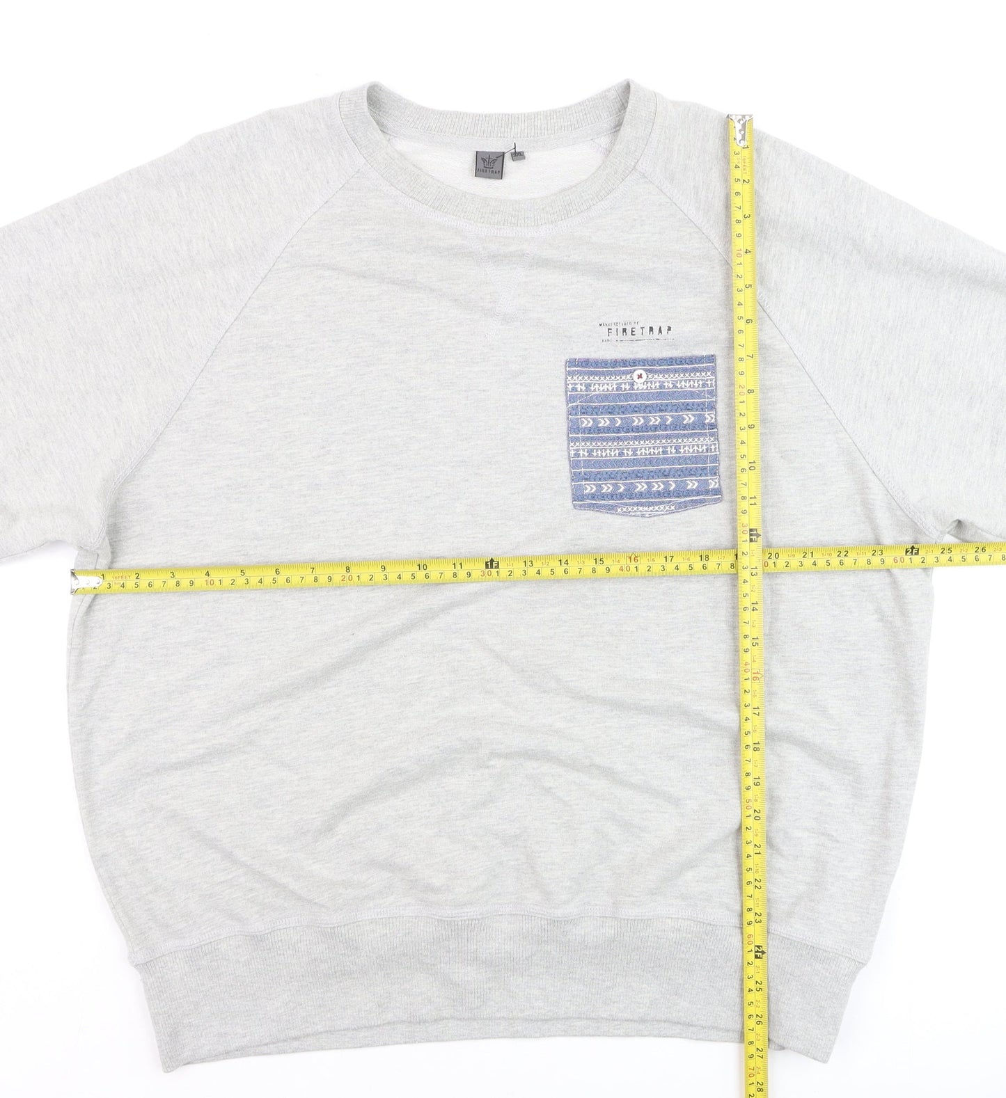 Firetrap Men's Grey 3XL Crew Neck Pullover Sweatshirt