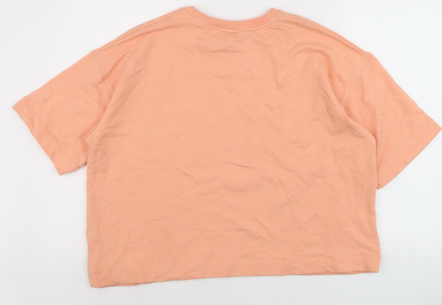 River Island Women Peach Short Sleeve Relaxed Fit Cotton T-Shirt L