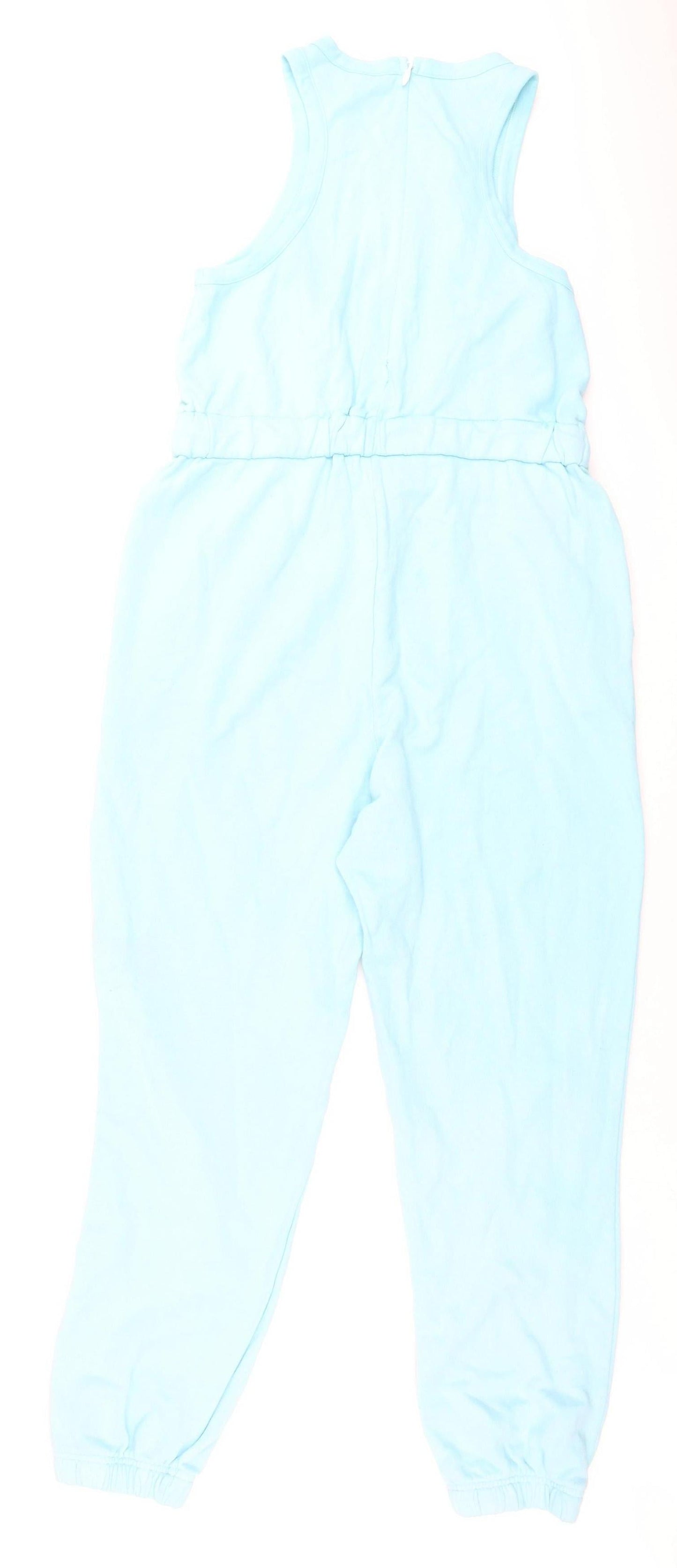 Topshop Women's Blue Sleeveless Jersey Jumpsuit Size 12
