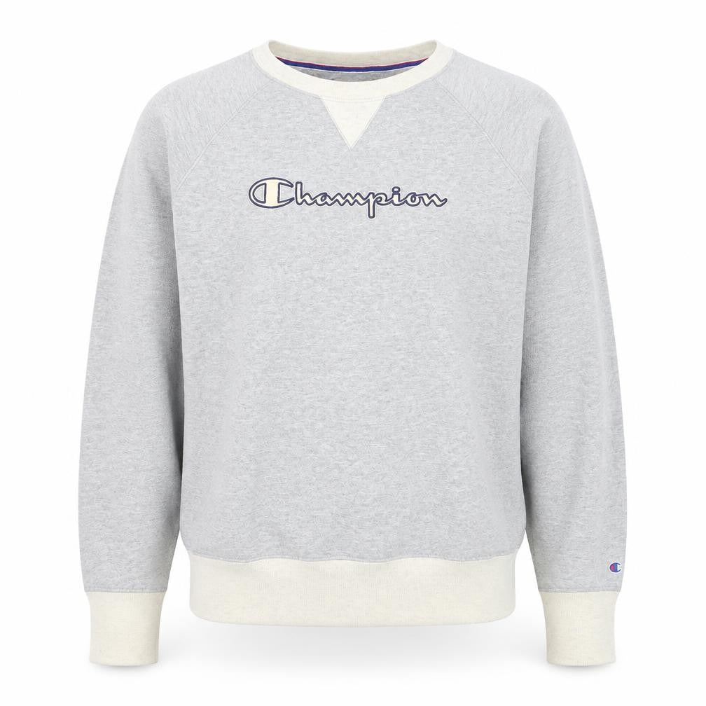 Champion Men's Grey L Pullover Sweatshirt with Logo Embroidery