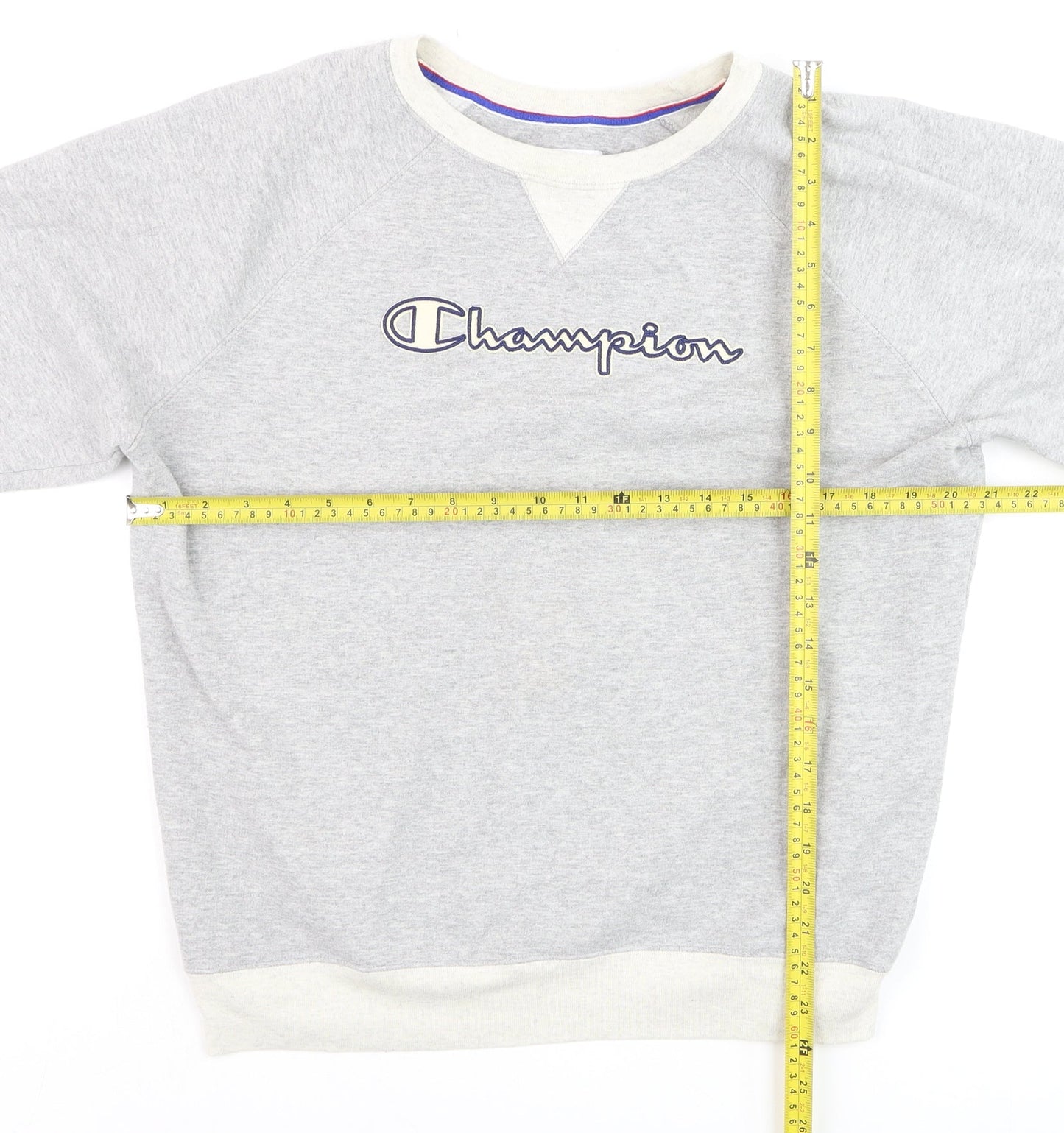 Champion Men's Grey L Pullover Sweatshirt with Logo Embroidery