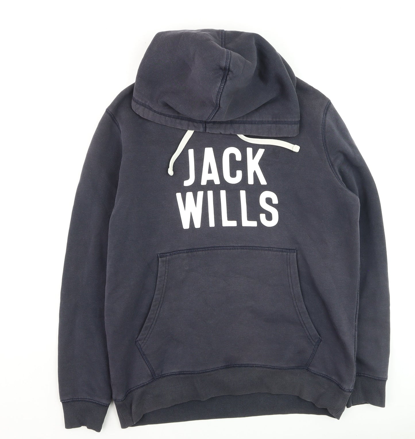 Jack Wills Mens Blue Pullover Hoodie M Regular Fit Logo Sweatshirt