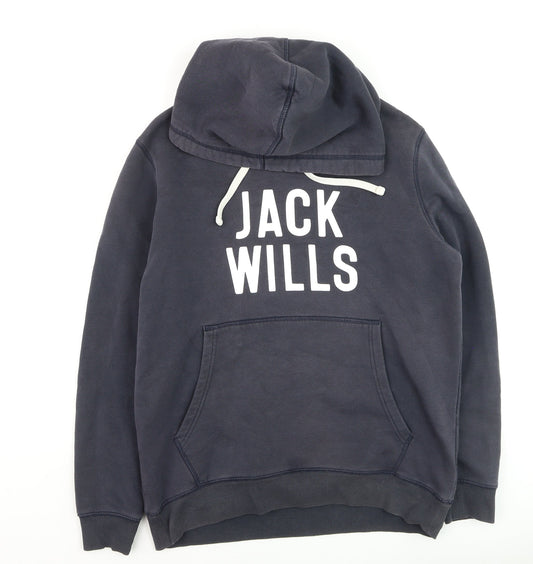 Jack Wills Mens Blue Pullover Hoodie M Regular Fit Logo Sweatshirt