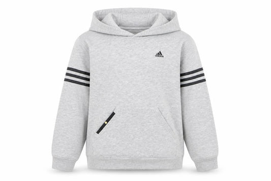 Adidas Boys Grey Hoodie Sweatshirt 14A/164 Regular Fit Cotton Blend