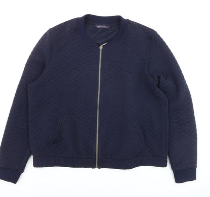 Marks & Spencer Men's Navy Bomber Jacket Size L Polyester Cotton Blend