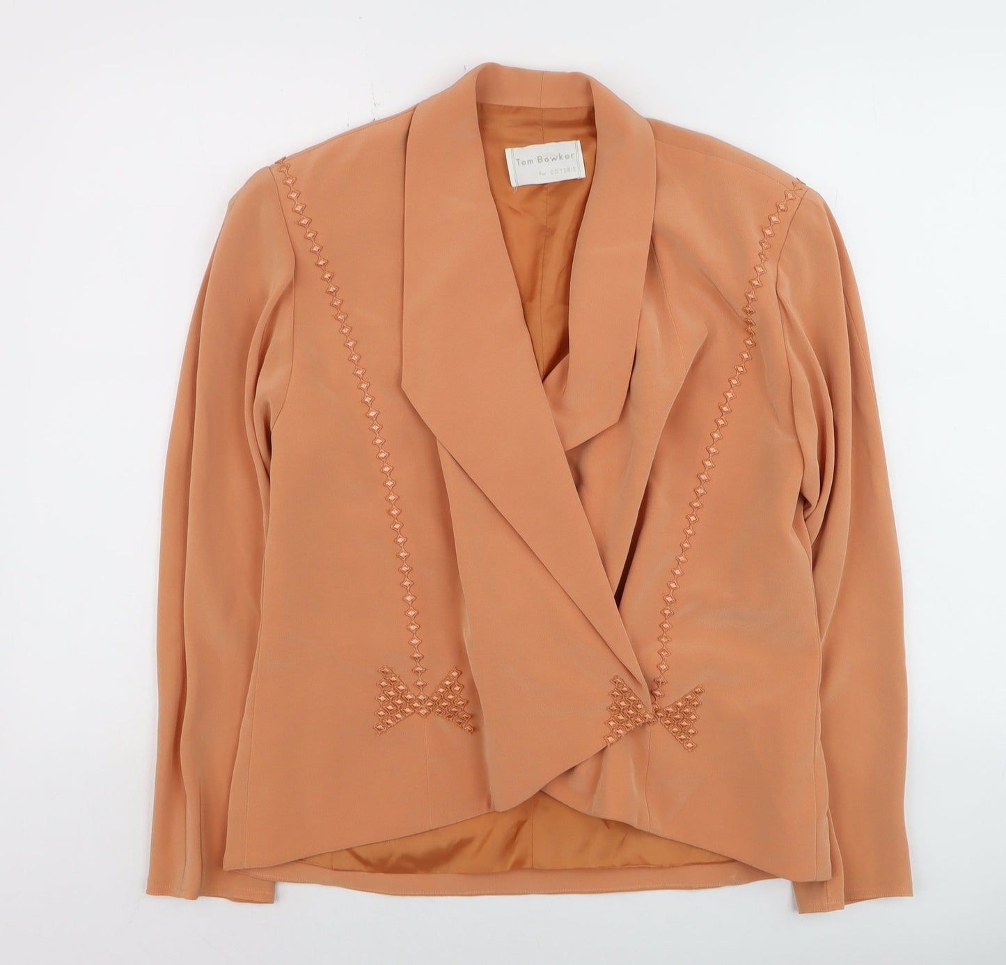 Tom Bowker Women’s Brown Embroidered Bow Blazer Size 10 Vintage