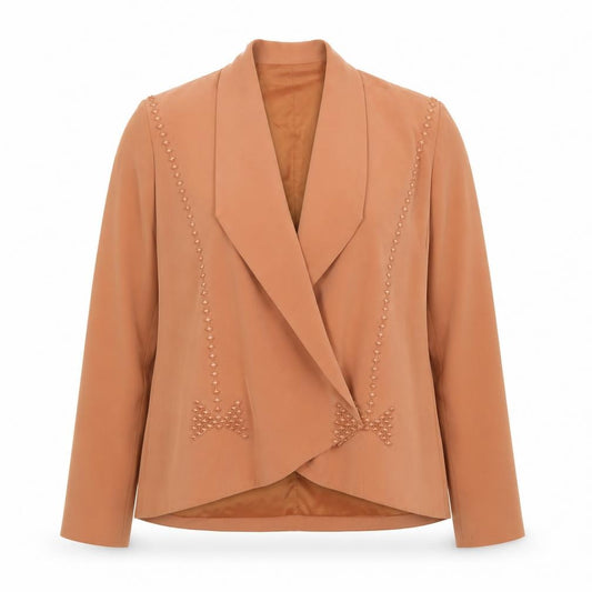 Tom Bowker Women’s Brown Embroidered Bow Blazer Size 10 Vintage