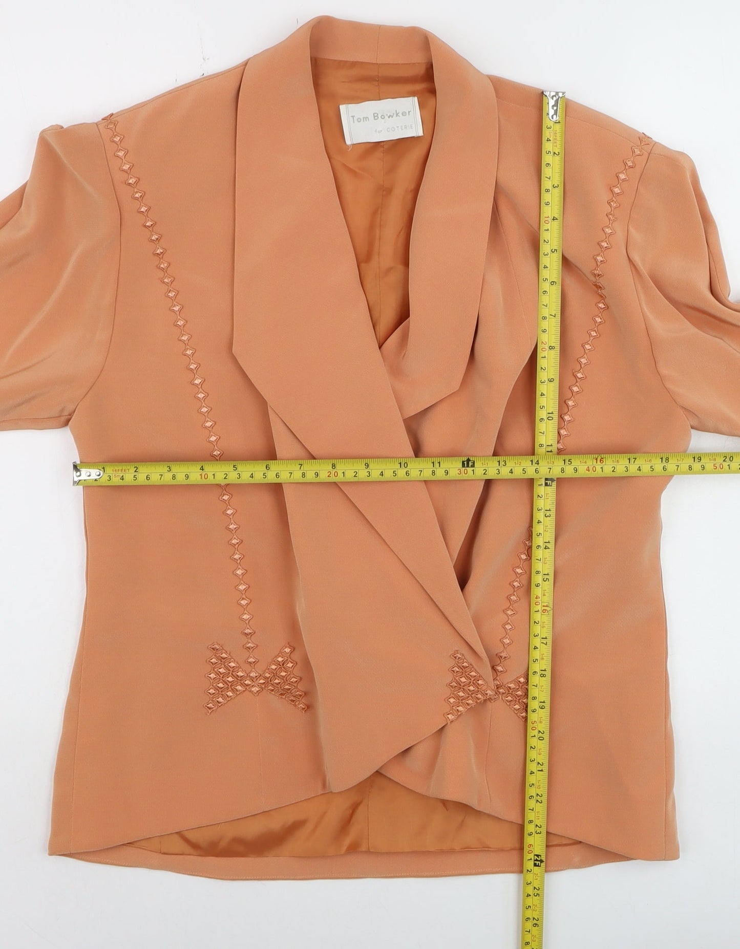Tom Bowker Women’s Brown Embroidered Bow Blazer Size 10 Vintage