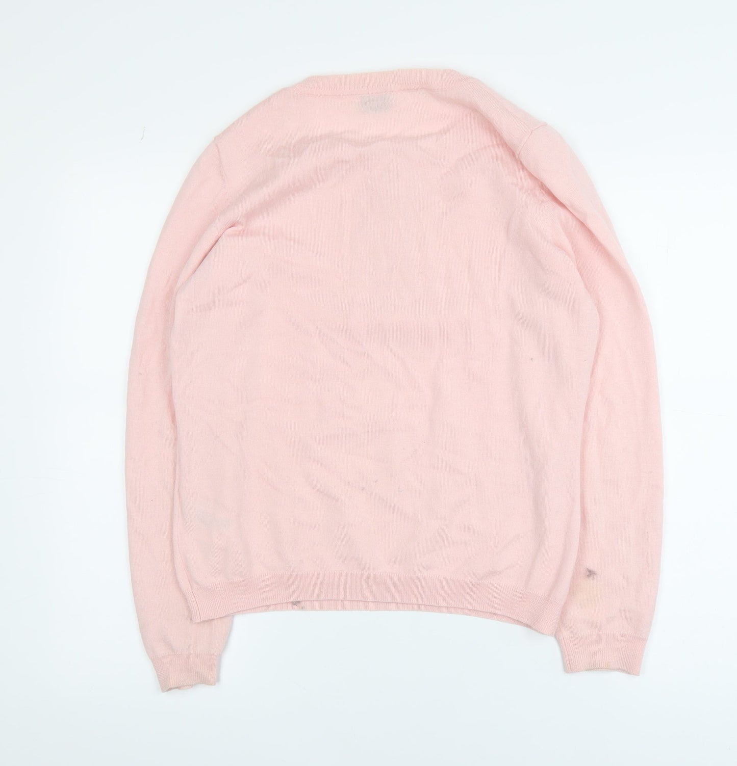 Peter Hahn Women's Pink Cotton Henley Jumper Size 16 Long Sleeve