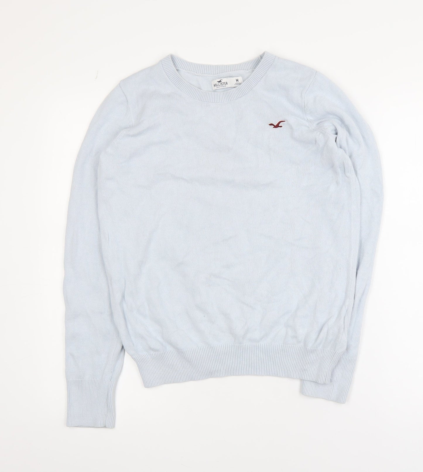 Hollister Women Blue Cotton Crew Neck Pullover Jumper M