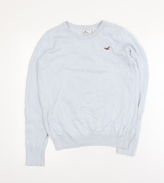 Hollister Women Blue Cotton Crew Neck Pullover Jumper M