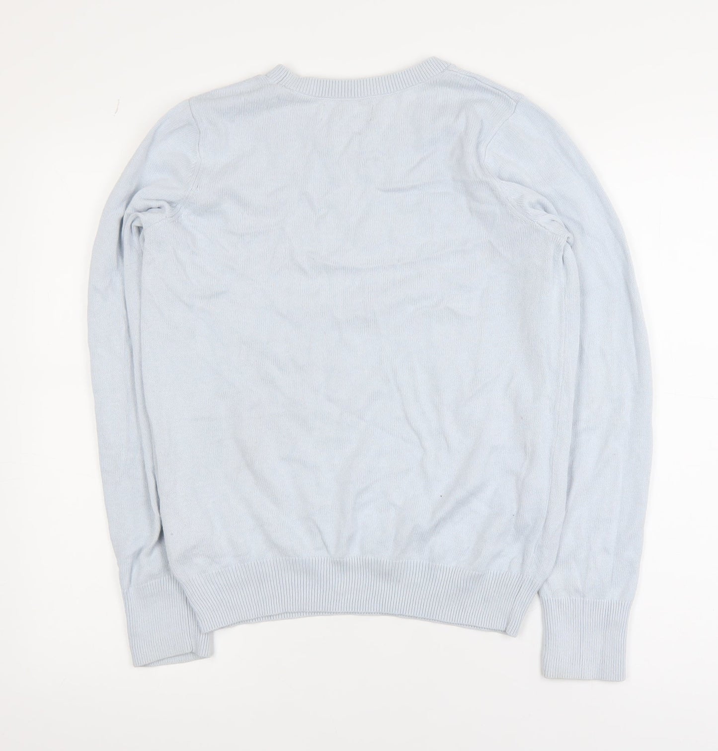 Hollister Women Blue Cotton Crew Neck Pullover Jumper M